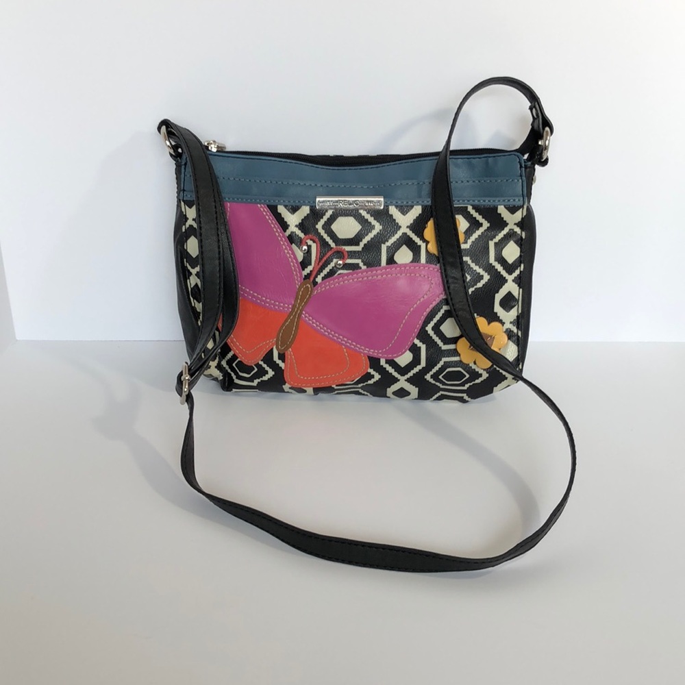 Aspen Relic Black Butterfly & Flower Shoulder Bag